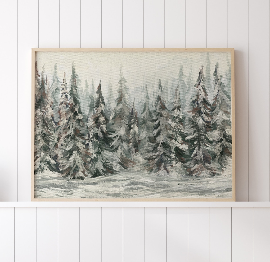Winter Landscape Vintage Style Oil Painting Art Print - Image 2