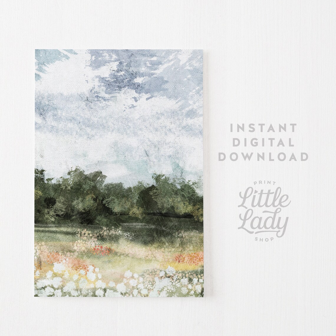 Vintage Summer Landscape, Flower Field Art Print