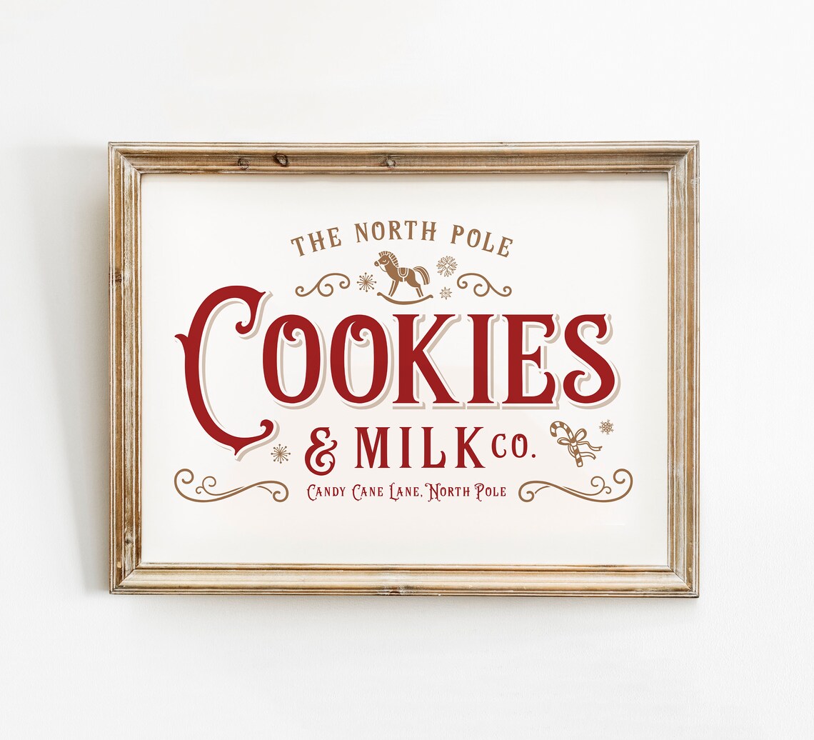 Vintage Christmas Cookie And Milk Poster - Image 3