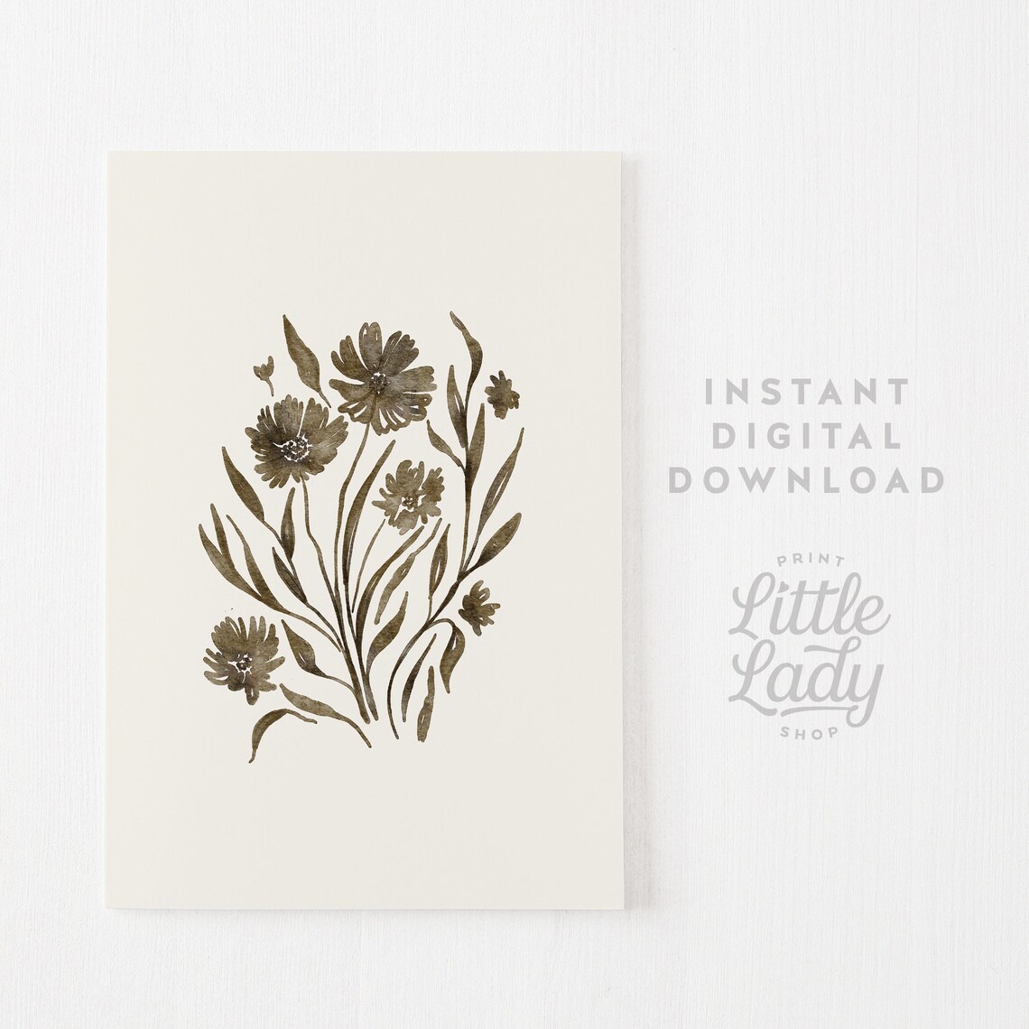 Neutral Floral Print Art Print, Vintage Botanical - Image 4