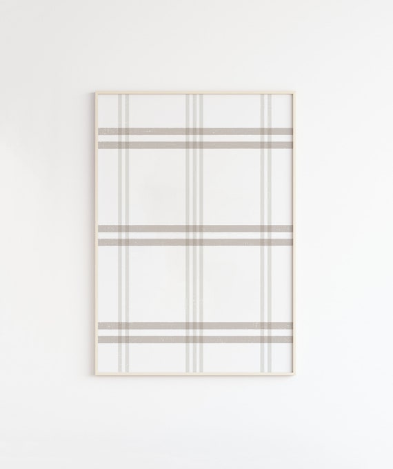 Fall Beige Plaid Print, Modern Farmhouse Art Print
