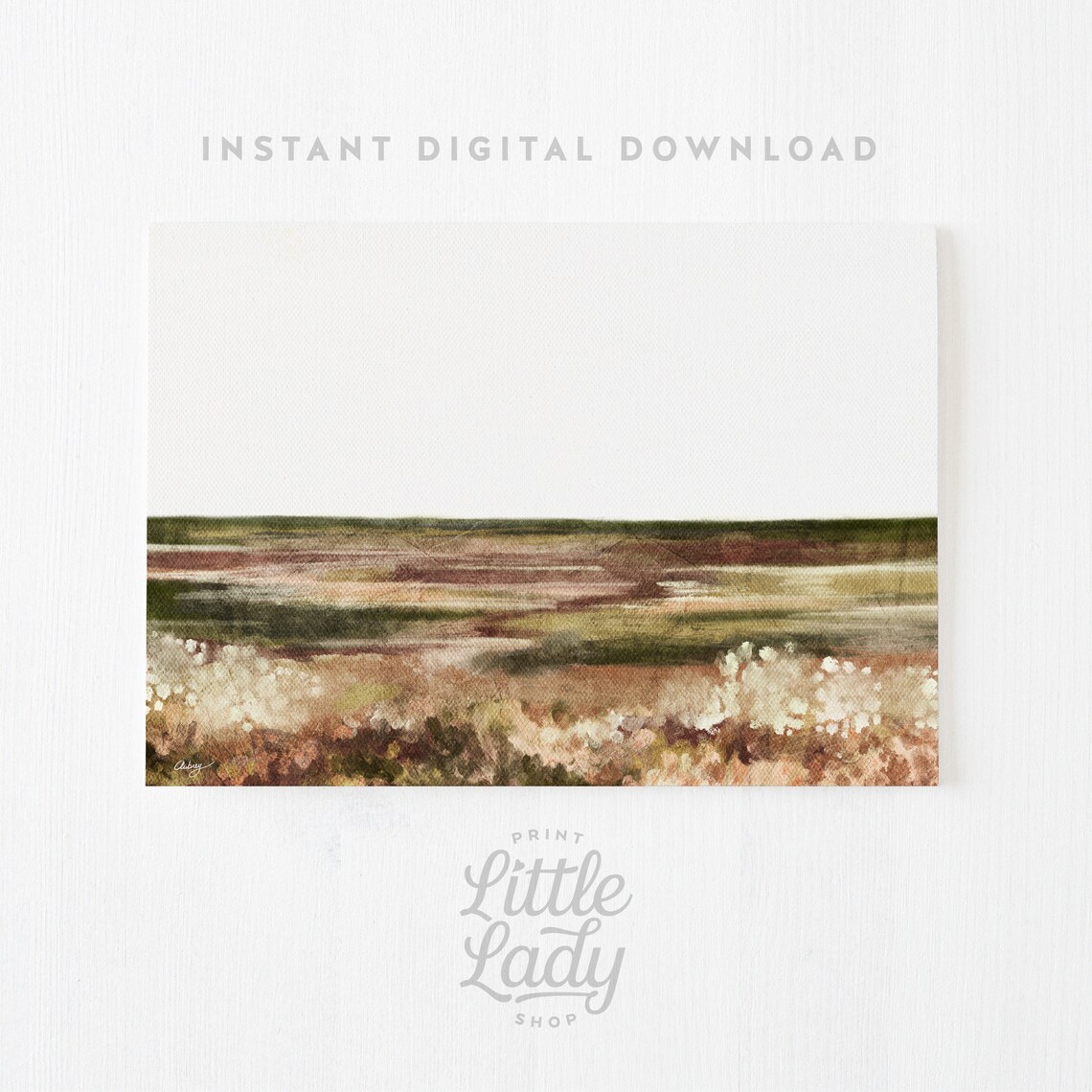 Abstract Meadow Landscape Art Print, Vintage Style - Image 4