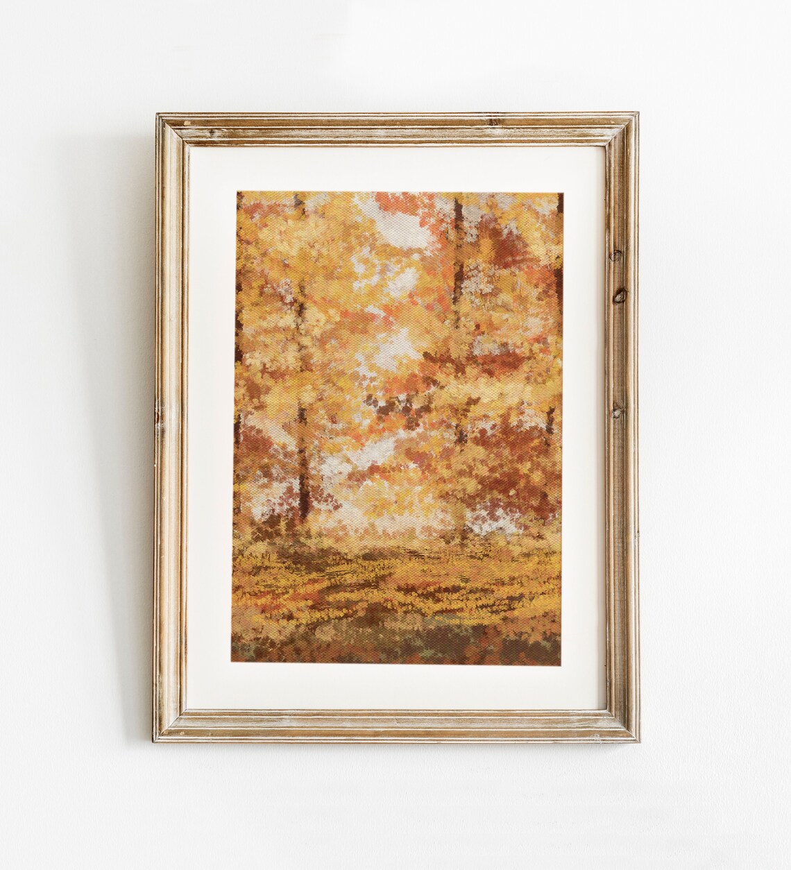 Fall Trees Art Print, Autumn Landscape Farmhouse