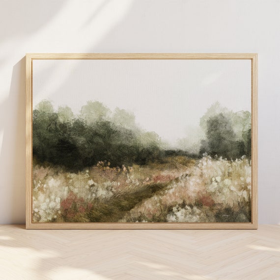 Summer Landscape Art Print, Vintage Farmhouse Decor
