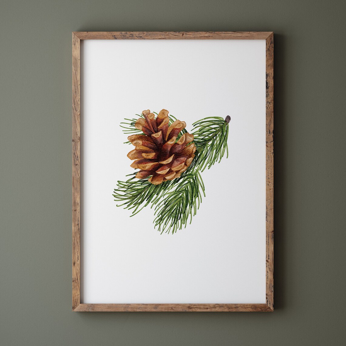 Evergreen Pine Tree Pinecone Art Print, Holiday - Image 3