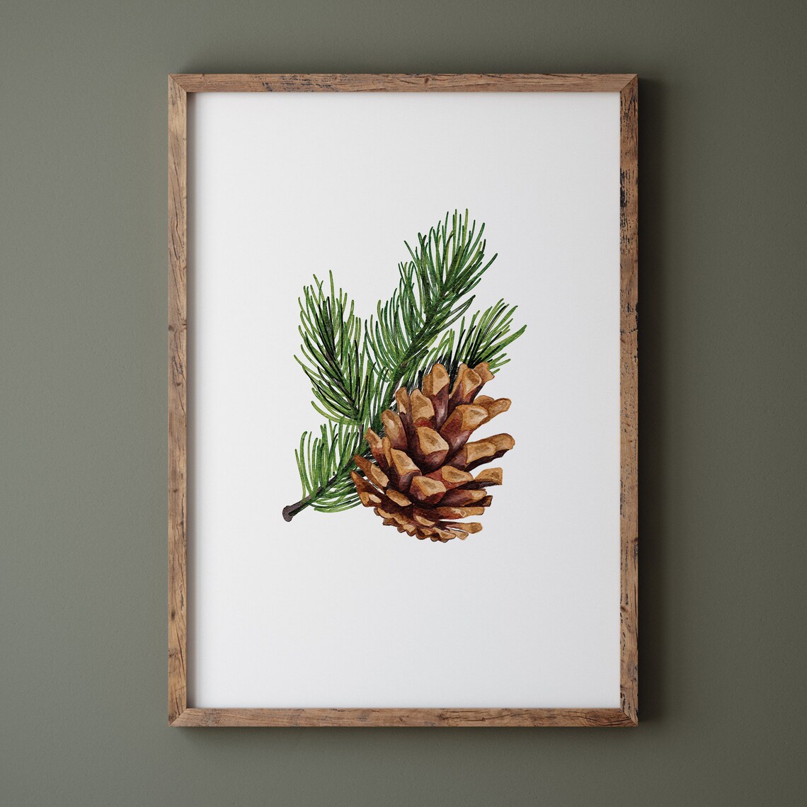 Botanical Winter Pinecone and Pine Tree Art Print - Image 2