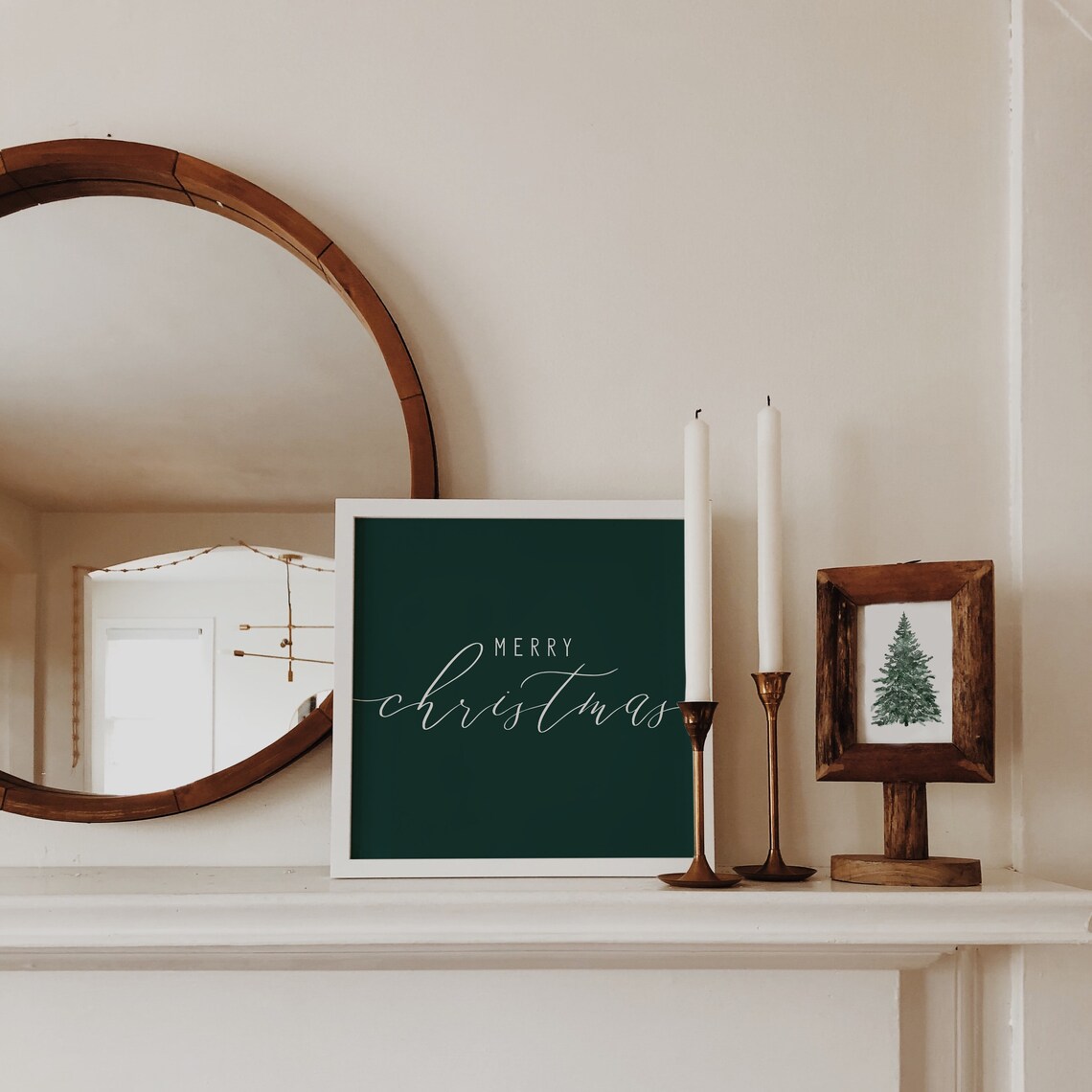 Merry Christmas Holiday Print, Dark Green Sign - Image 2