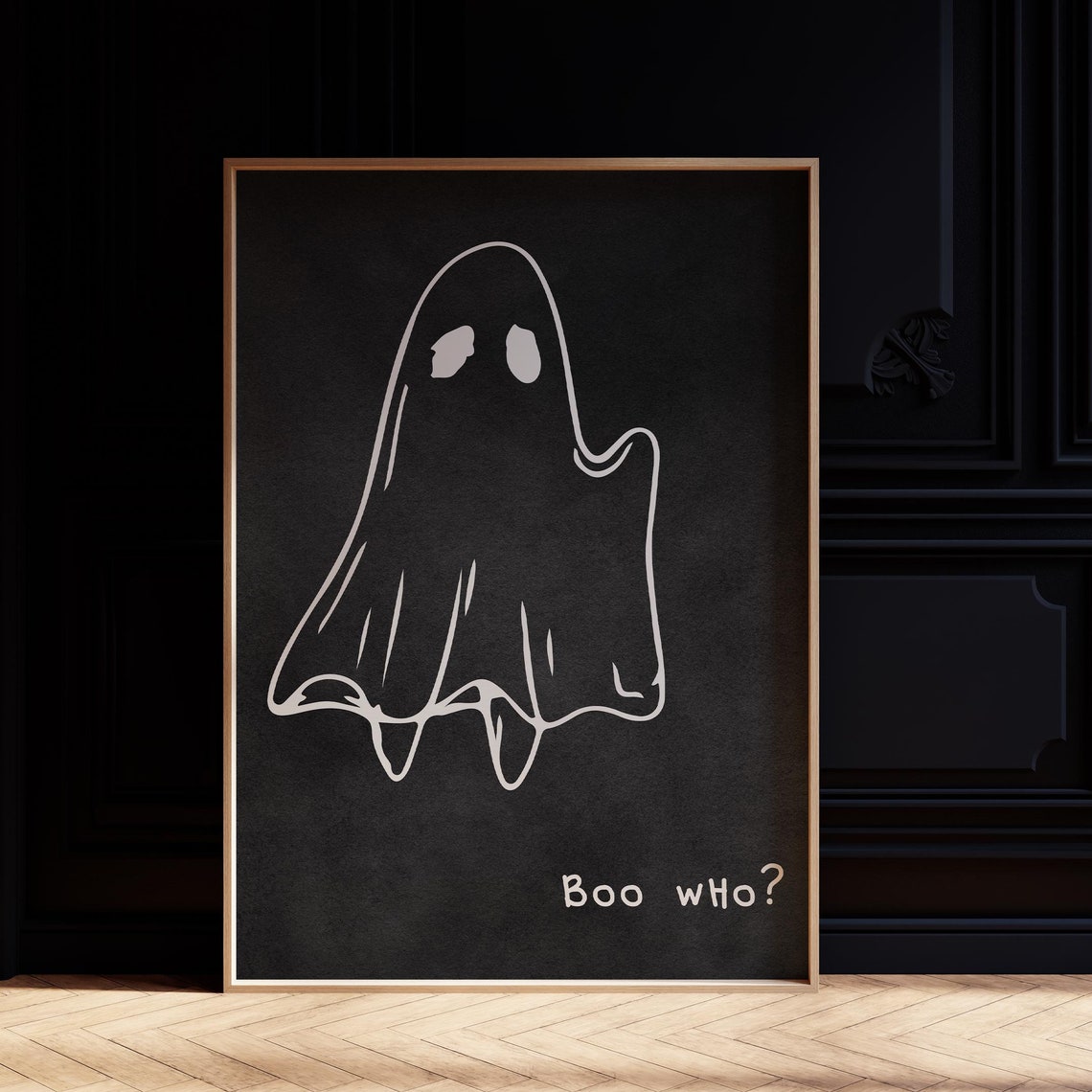 Boo Who Ghost Wall Art Halloween Decor Cute Ghost Print Funny Halloween Spooky Print Minimalist