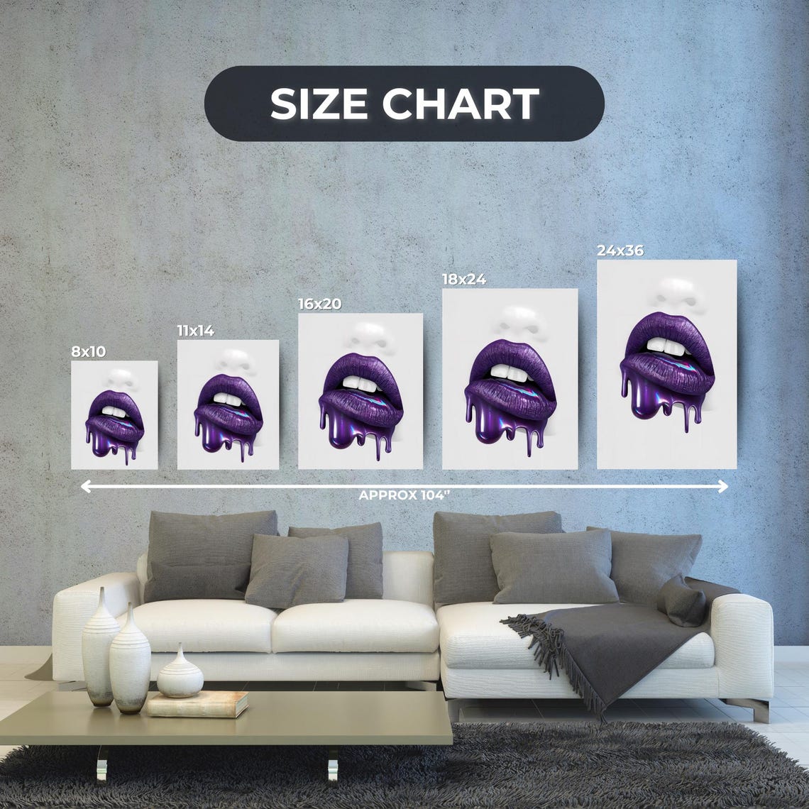 Glossy Purple Dripping Lips Pop Art Beauty Salon Decor Wall Poster - Image 2