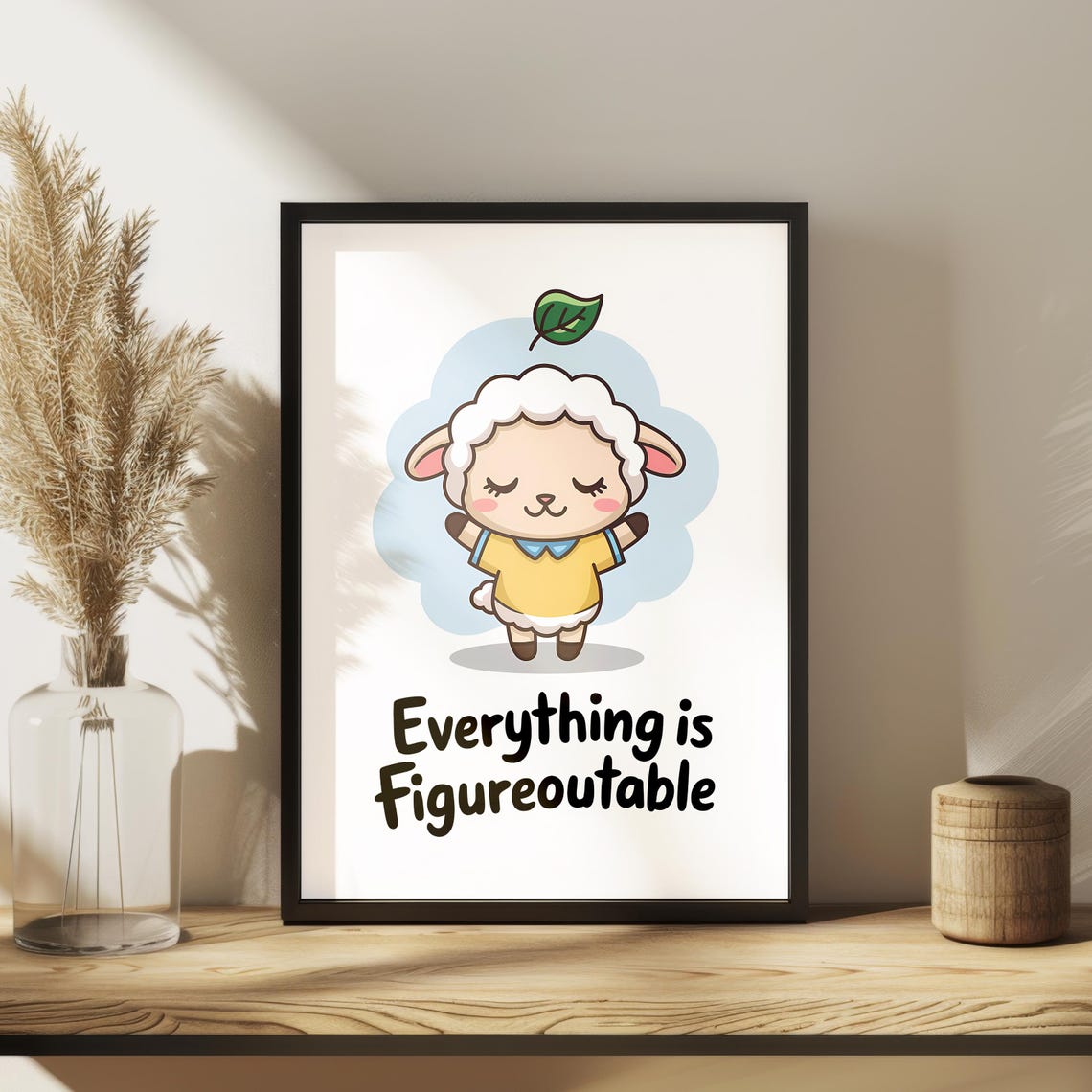 Everything Is Figureoutable Sleepy Lamb Motivational Wall Poster - Image 2