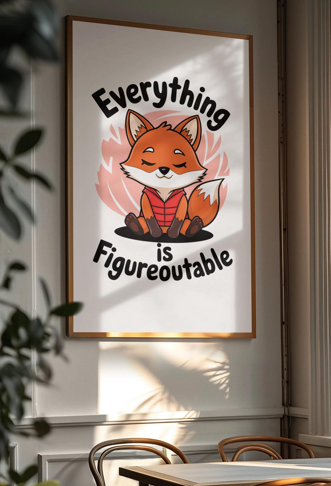 Everything Is Figureoutable Happy Fox Red Vest Quote Wall Poster - Image 2