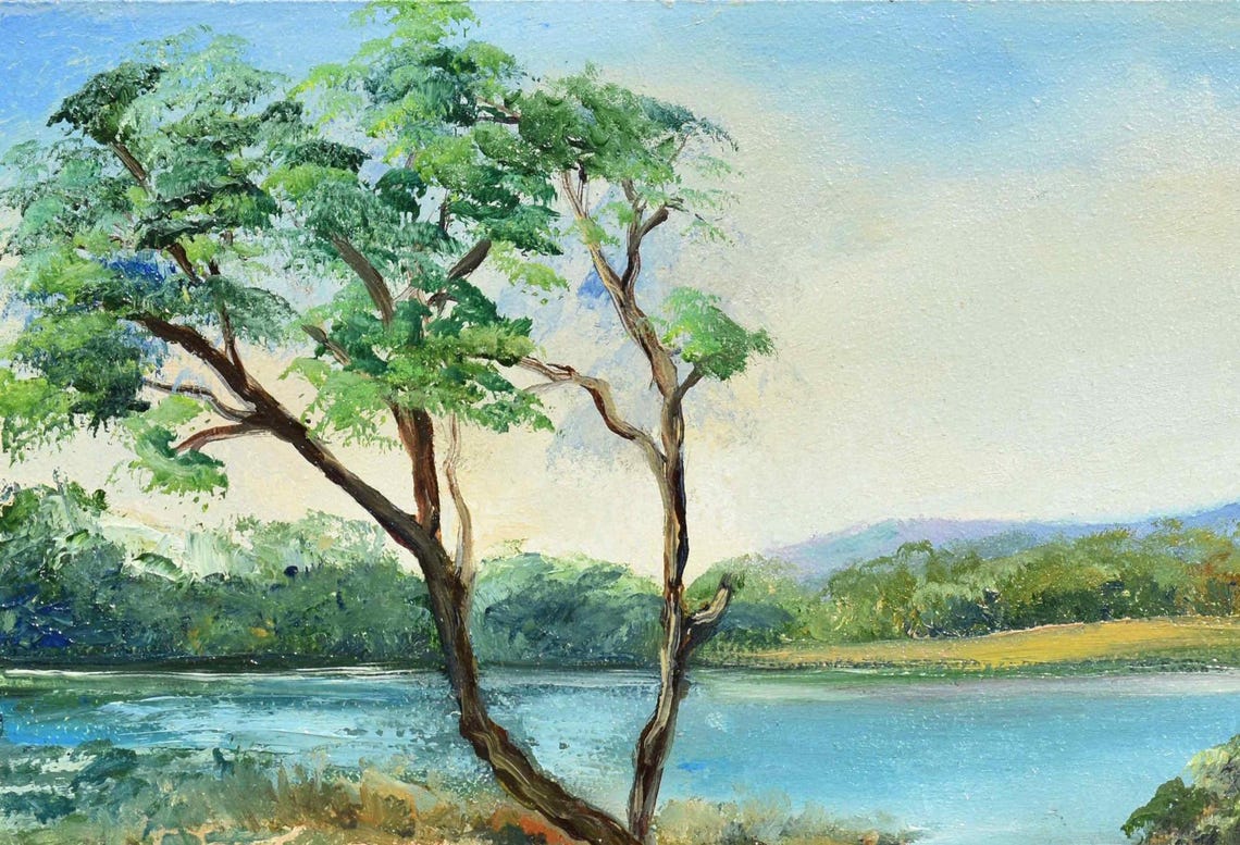 Boat On The River Art Landscape Painting Boat On The Lake Lake Painting Landscape Oil River Landscape Painting In Oil Art Fishing Oil Art - Image 5