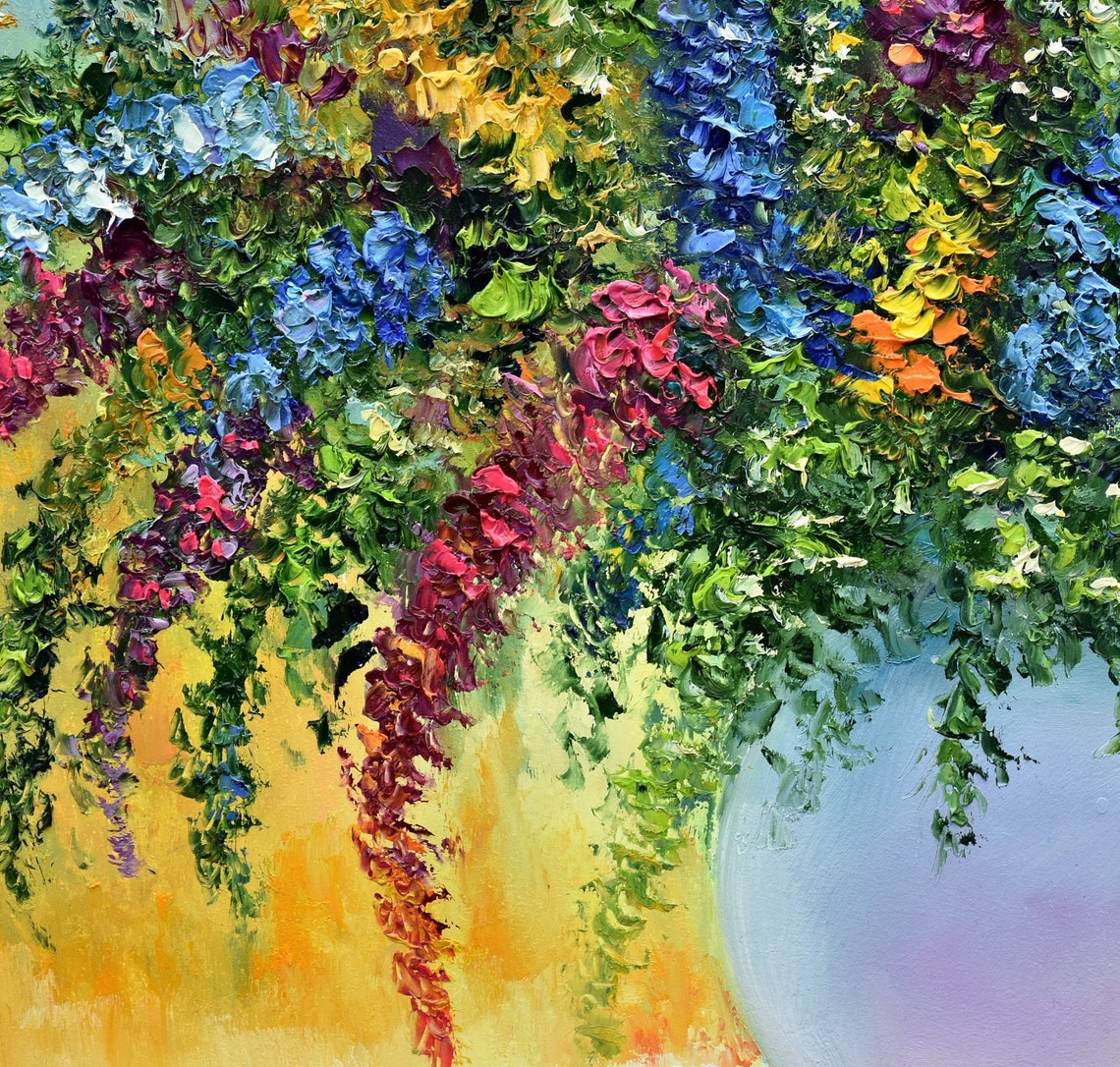 Wildflowers Painting Large Art Work Meadow Flowers Palette Knife Art Meadow Painting Floral Oil Painting Impasto Painting Meadow Painting - Image 4