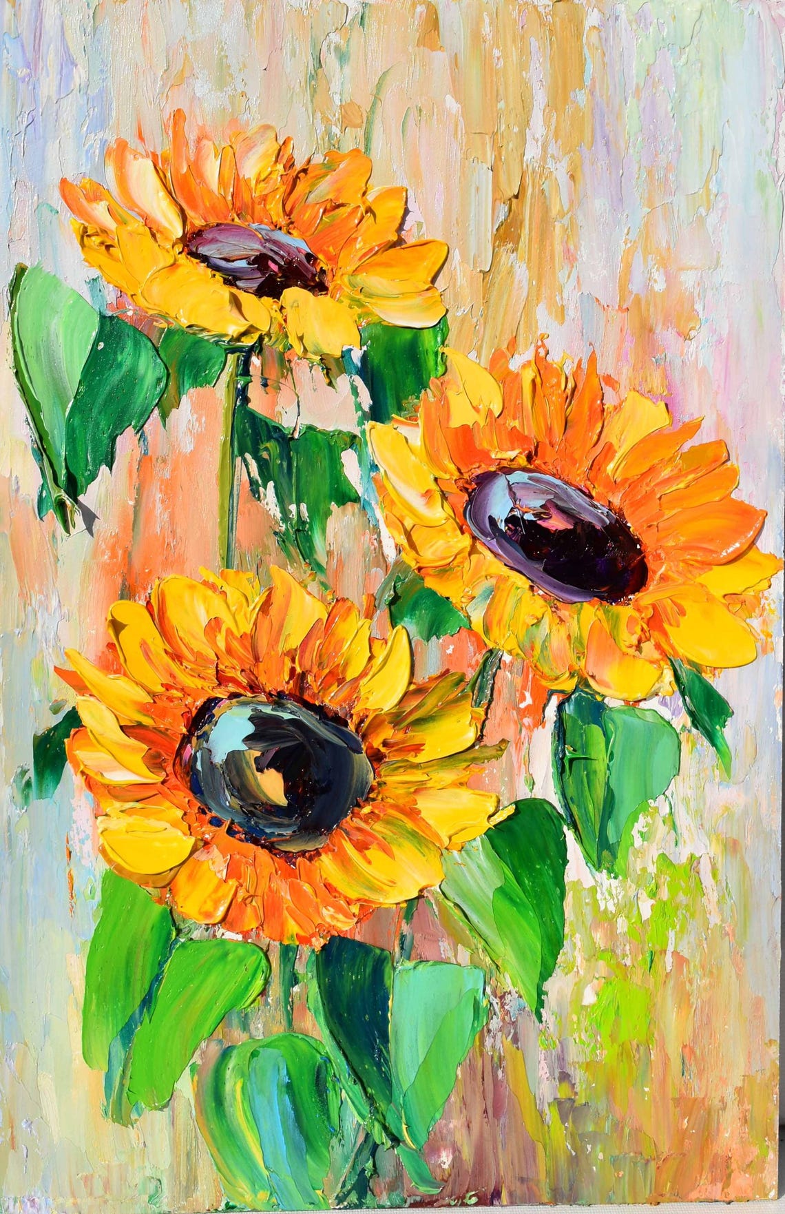 Landscape With Sunflowers Flowers Painting Sunflower Summer Art Floral Artwork Sunflowers Painting Sunflowers Flowers Summer Flower Art
