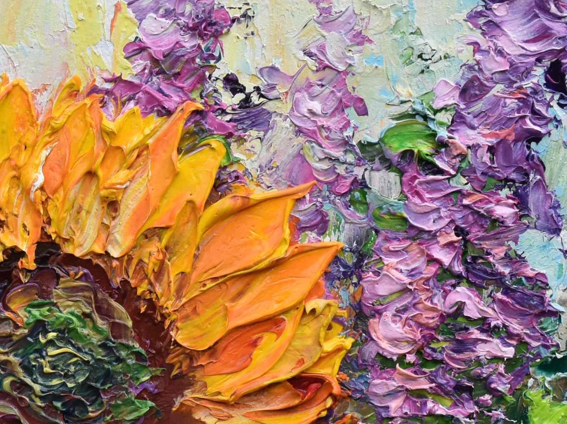 Sunflower Artwork Sunflowers Painting Small Original Art Miniature Painting Impasto Oil Painting Orange Flowers Floral Artwork Palette Knife - Image 5