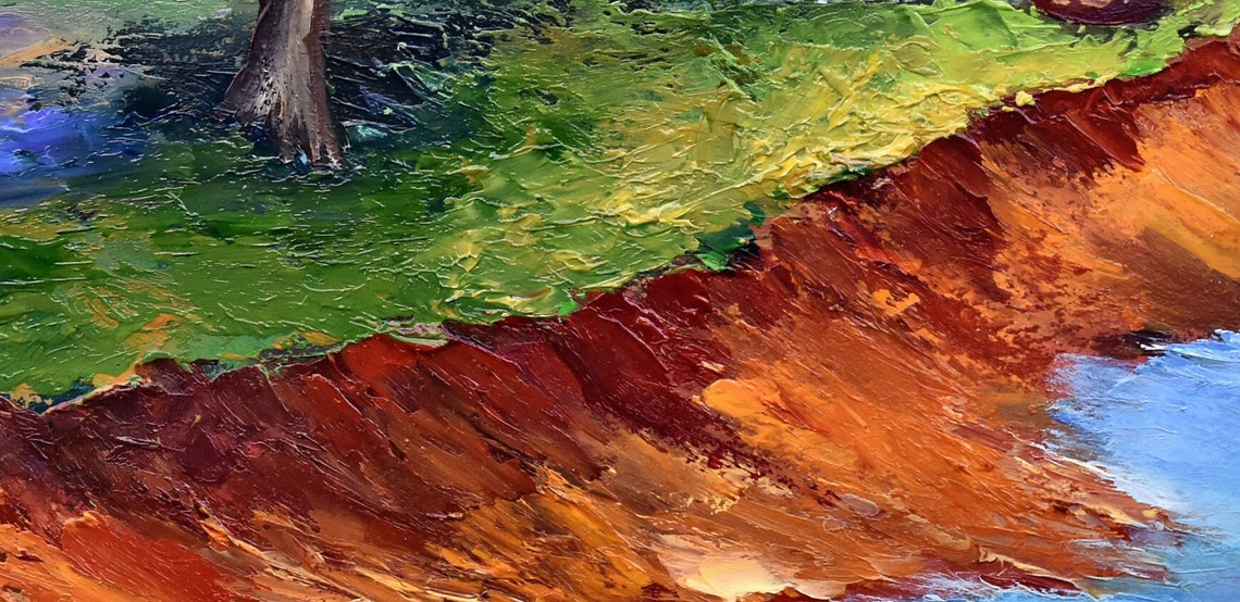 Seascape Painting Lighthouse Art Landscape Painting Beach Painting Tropical Landscape Mediterranean Art Colorful Sunset Oil Art Seascape Art - Image 2