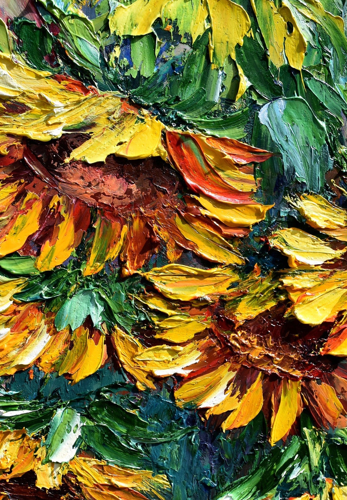 Sunflower Art Sunflowers Painting Yellow Flower Art Summer Landscape Art Impasto Painting Flower Impasto Painting In Oil Colorful Oil Art - Image 4