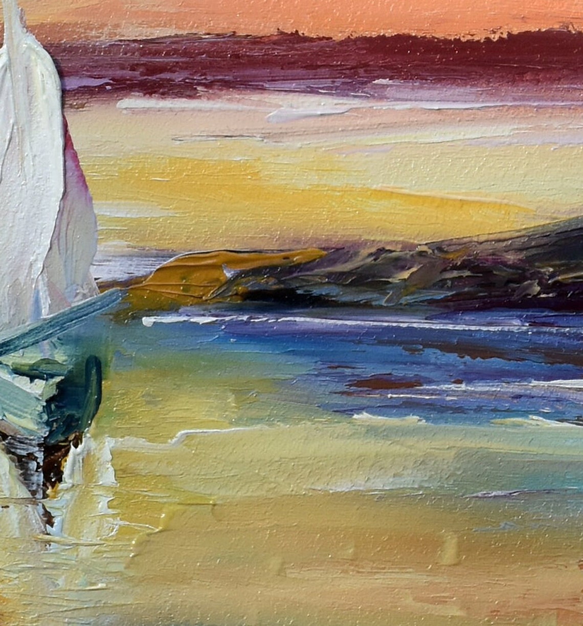 Painting Sea Summer Landscape Art Blue Lake Painting Beach Art Mediterranean Art Landscape Original Tropical Landscape Seascape Painting - Image 2