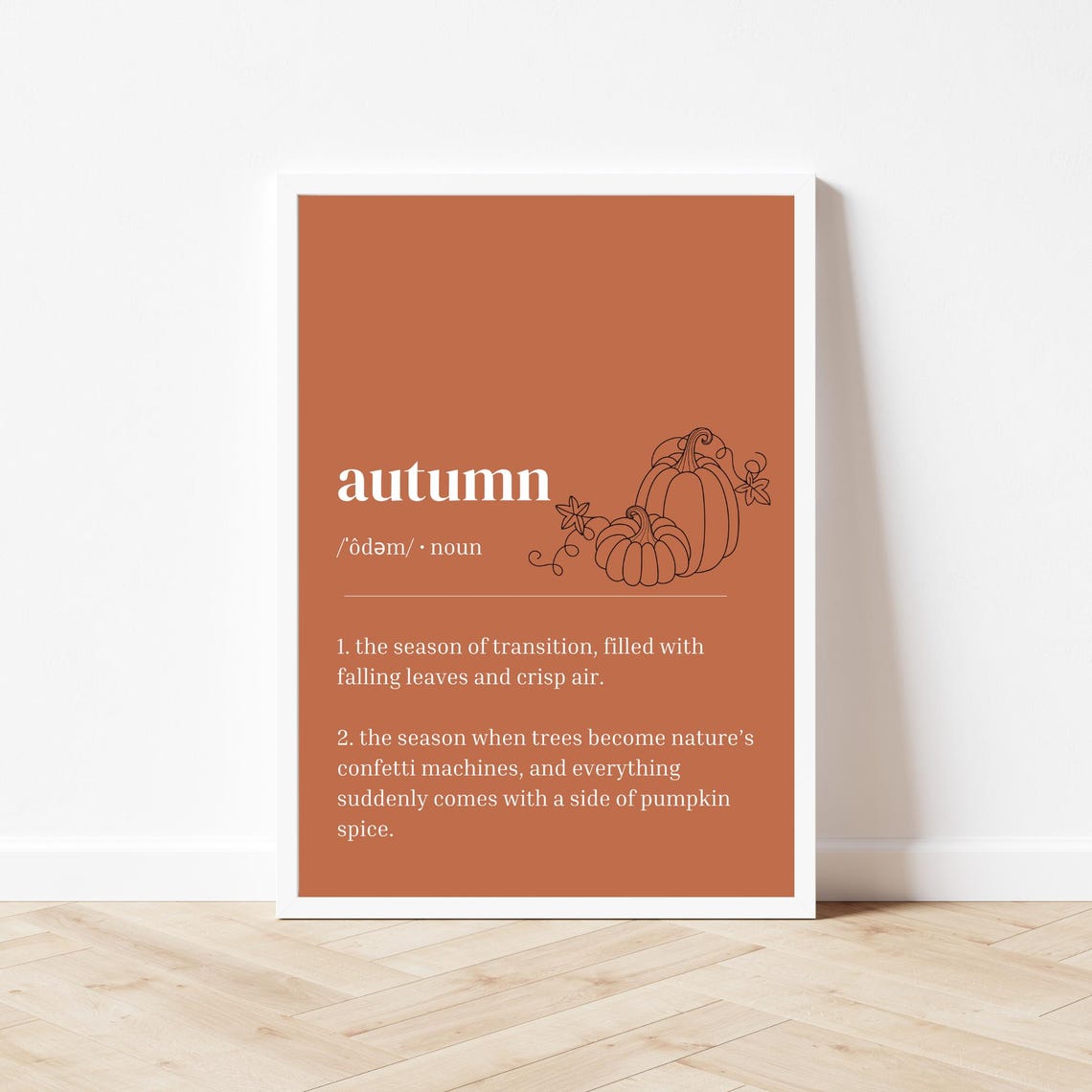 Autumn Definition Burnt Orange Pumpkin Spice Fall Dictionary Poster - Image 3