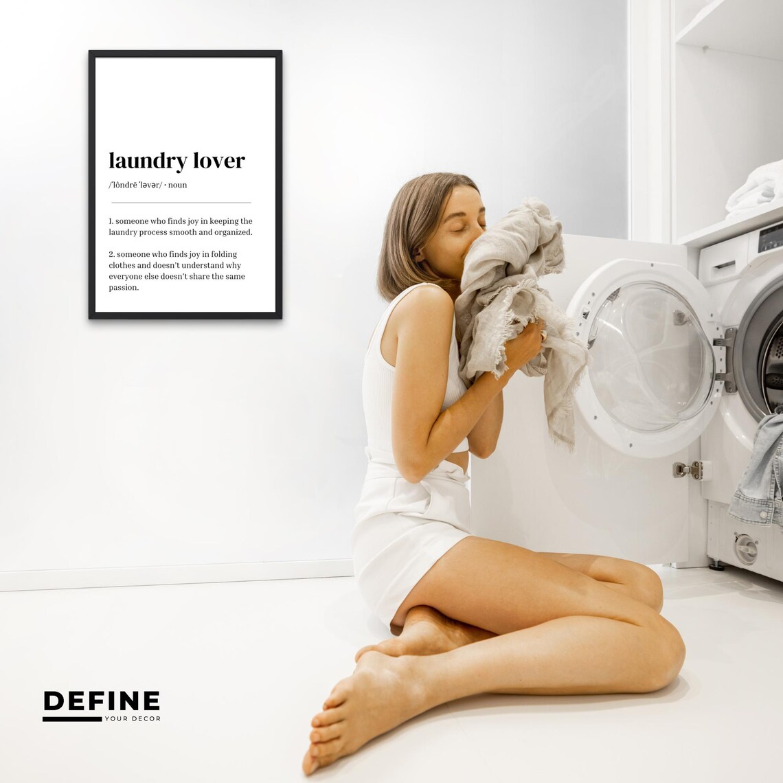 Laundry Lover Definition Minimalist Funny Folding Clothes Quote Poster - Image 3