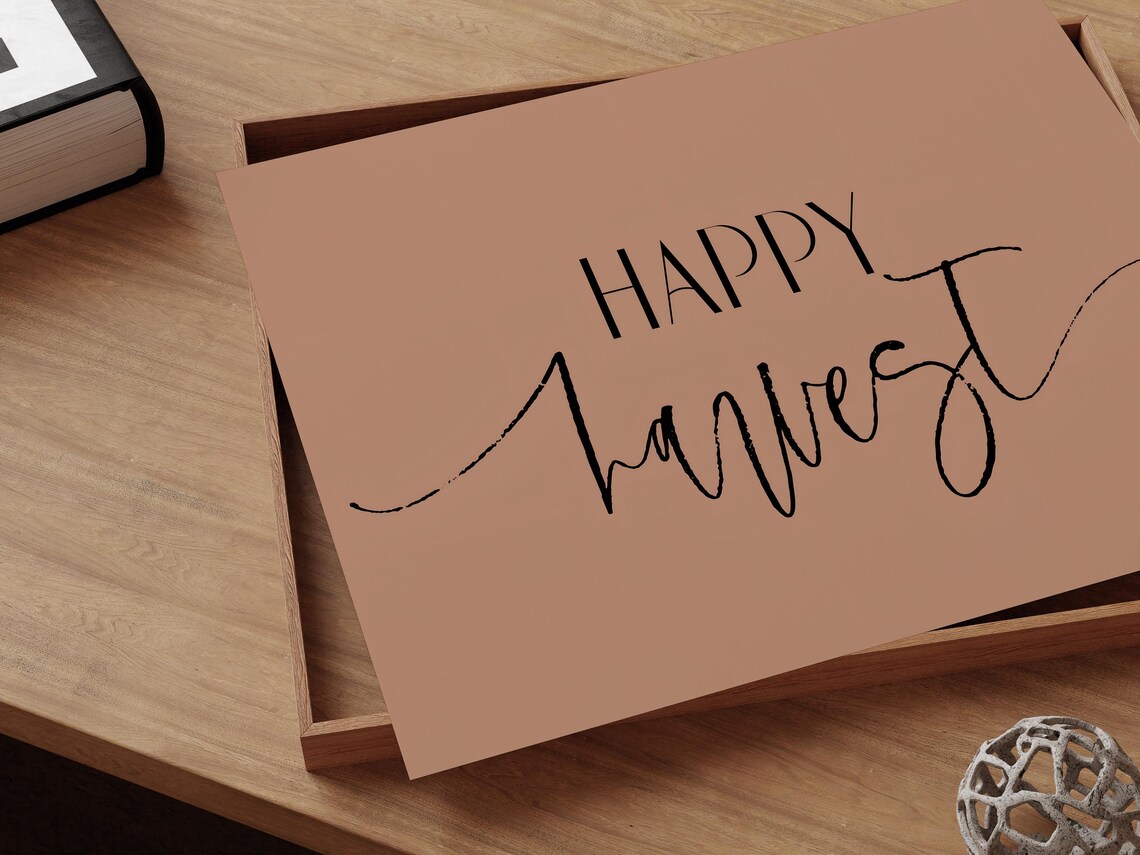 Happy Harvest Fall Saying, Minimalist Autumn Print