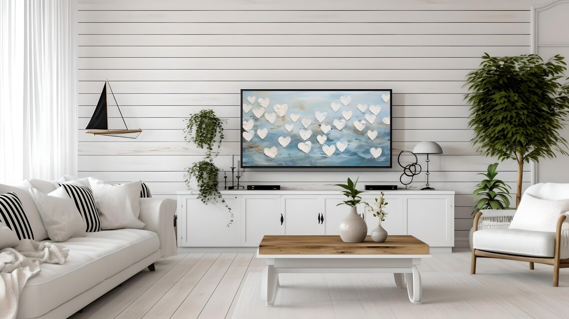 Valentine Hearts Art Print, Neutral TV Decor - Image 2