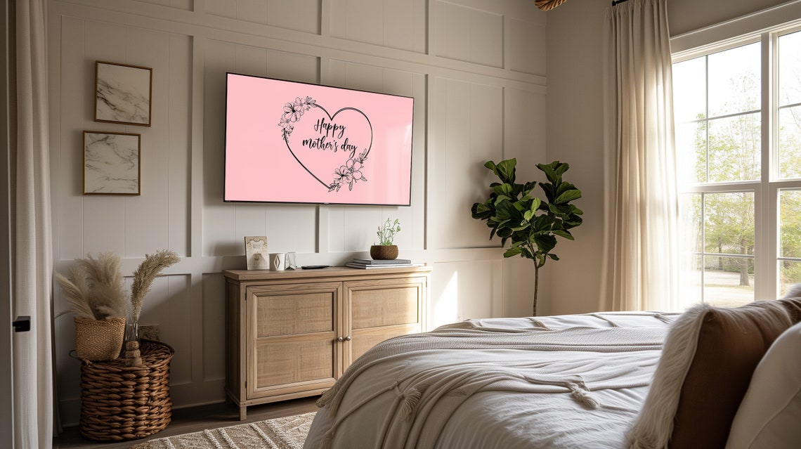 Happy Mothers Day Floral Heart Pink Script Typography Poster - Image 3