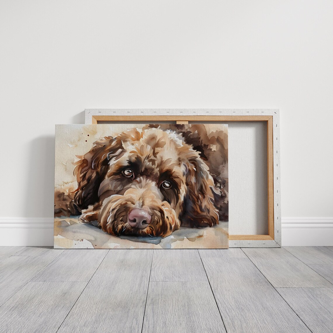 Chocolate Brown Golden Doodle Watercolor Art Print - Image 2