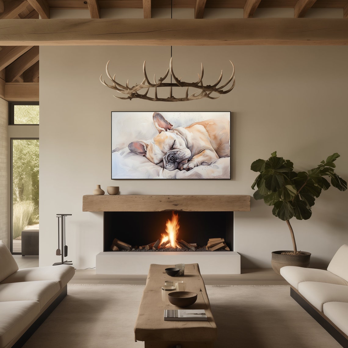 French Bulldog Frame Tv Art Frame Tv Art Watercolor Dog Frame Tv Art Dog Lover Tv Art Frenchie Tv Art - Image 2