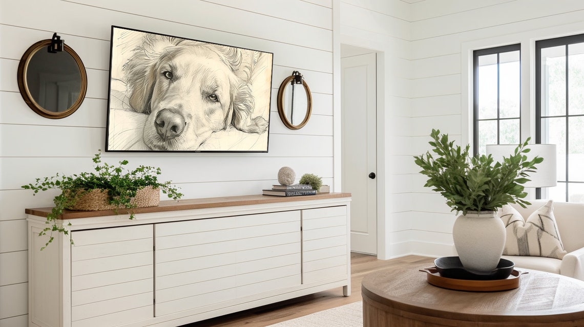 Golden Retriever Dog TV Art Print - Image 2