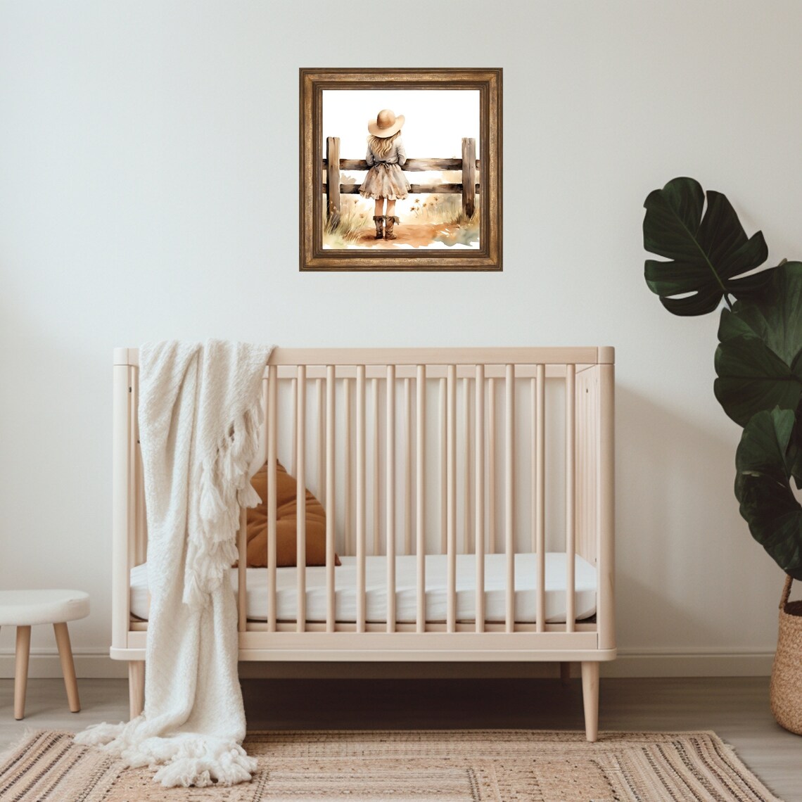 Cute Little Cowgirl Western Fence Watercolor Nursery Girl Poster - Image 3