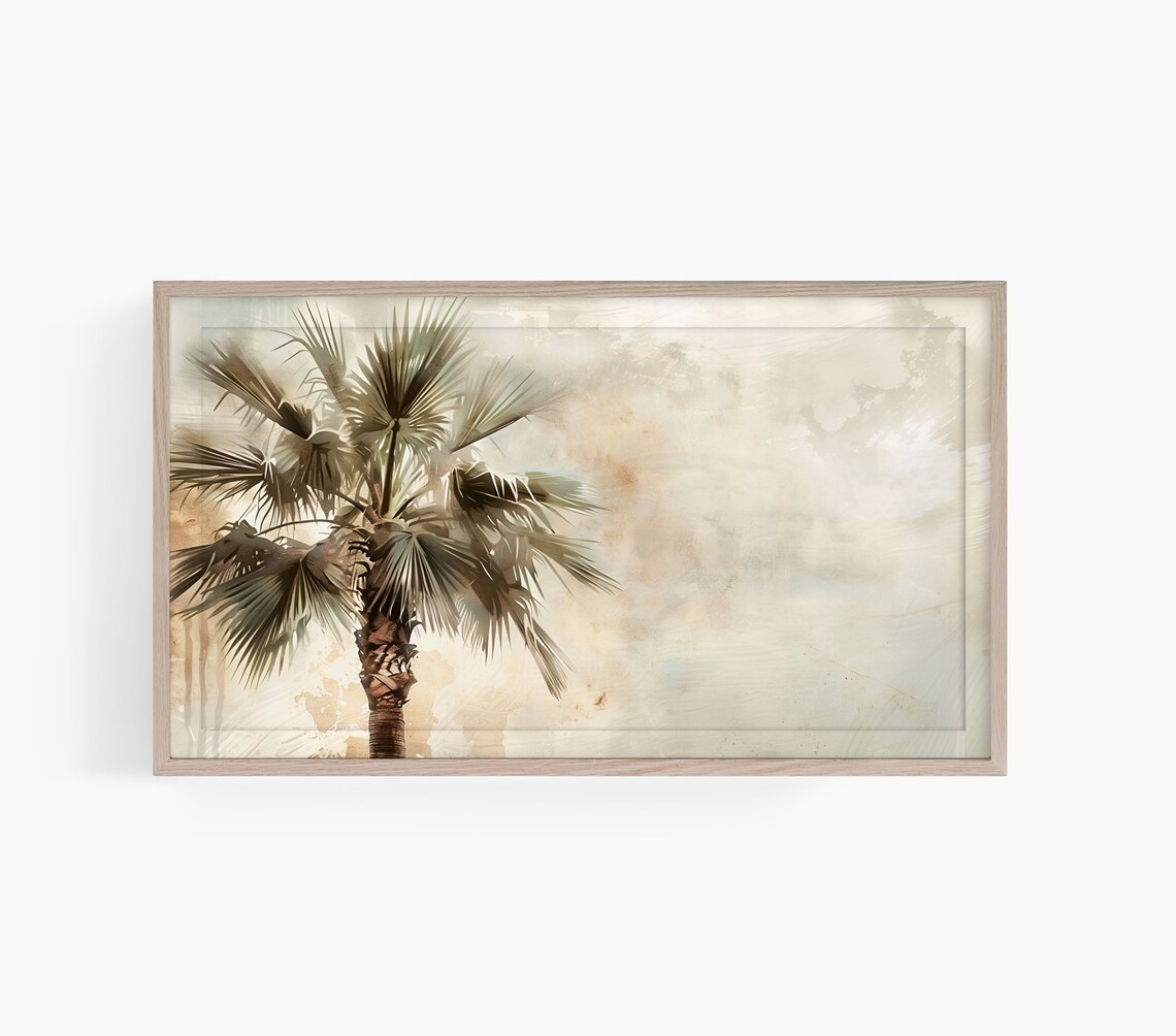 Palm Tree TV Art, Neutral Hawaii Summer Poster