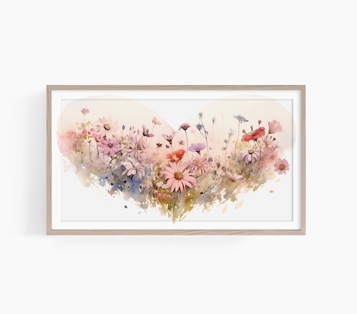 Frame Tv Art Valentine Day Heart Field Of Flowers Art For Tv Valentine Frame Tv Art Instant Tv Art