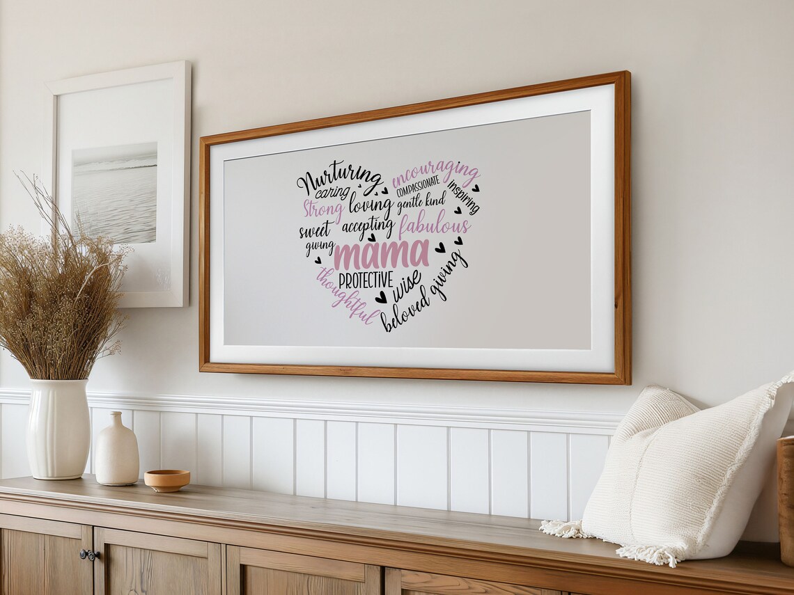 Mama Heart Word Art Pink Loving Words Mothers Day Gift Poster - Image 3