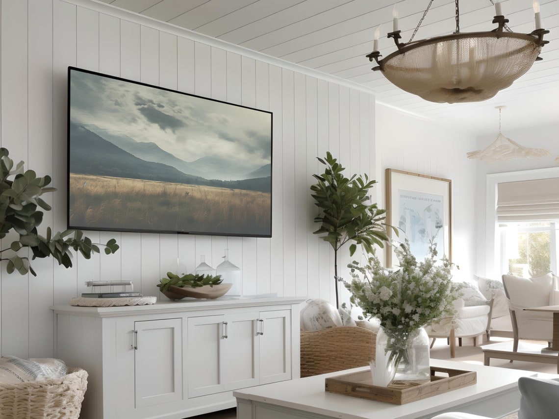 Moody Frame Tv Art Country Landscape Frame Tv Art Rainy Field Tv Art Cottagecore Tv Art Farmhouse Landscape Frame Tv Art - Image 2