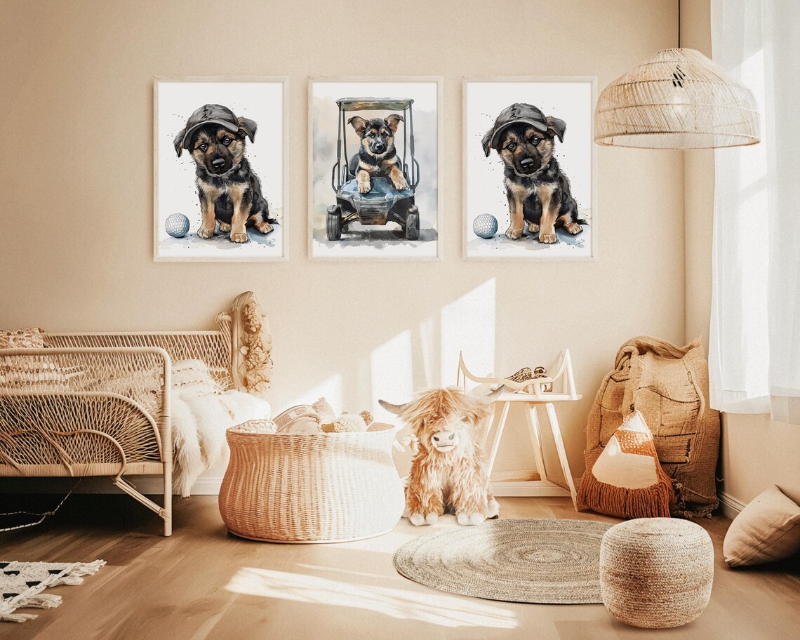 Puppy Golf Nursery Wall Art, Kids Room Print - Image 2