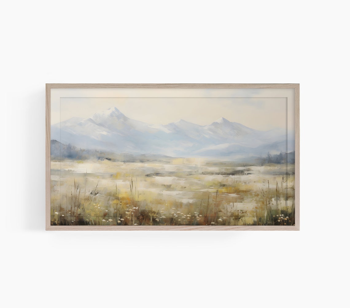 Snow Capped Mountain Meadow Wildflower Landscape Scenic Wall Art