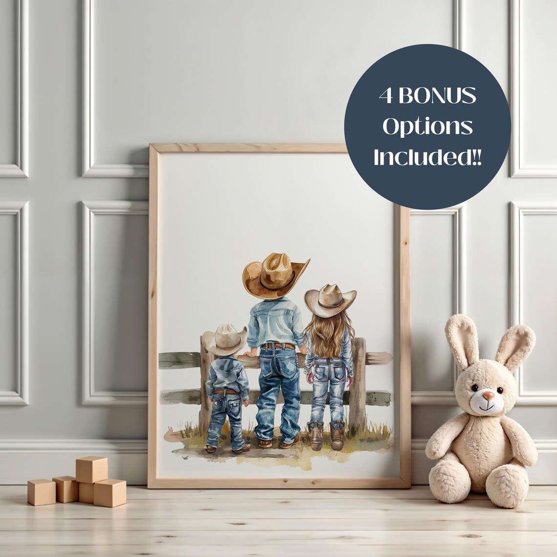 Little Farm Kids Nursery Decor, Cowboy Wall Art Print