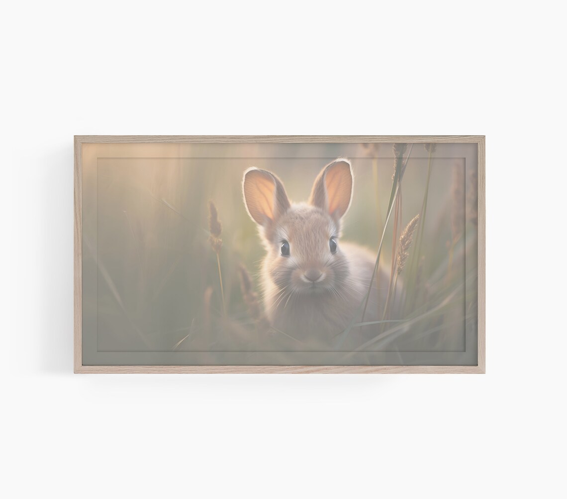 Baby Bunny in Sunlit Grass Golden Glow Cute Animal Photo Poster