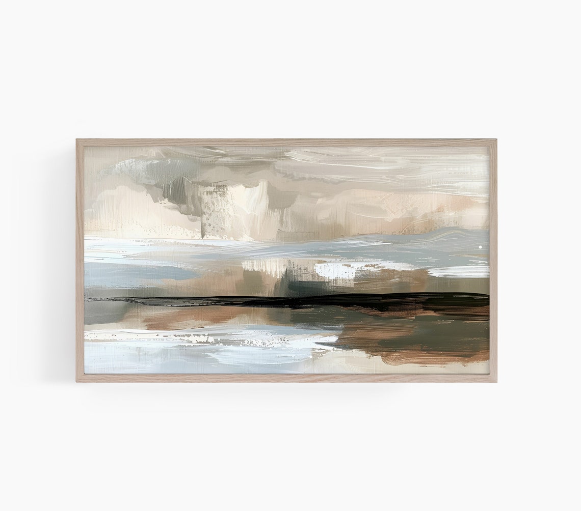 Neutral Abstract Ocean Seascape Beige Coastal Modern Art Poster