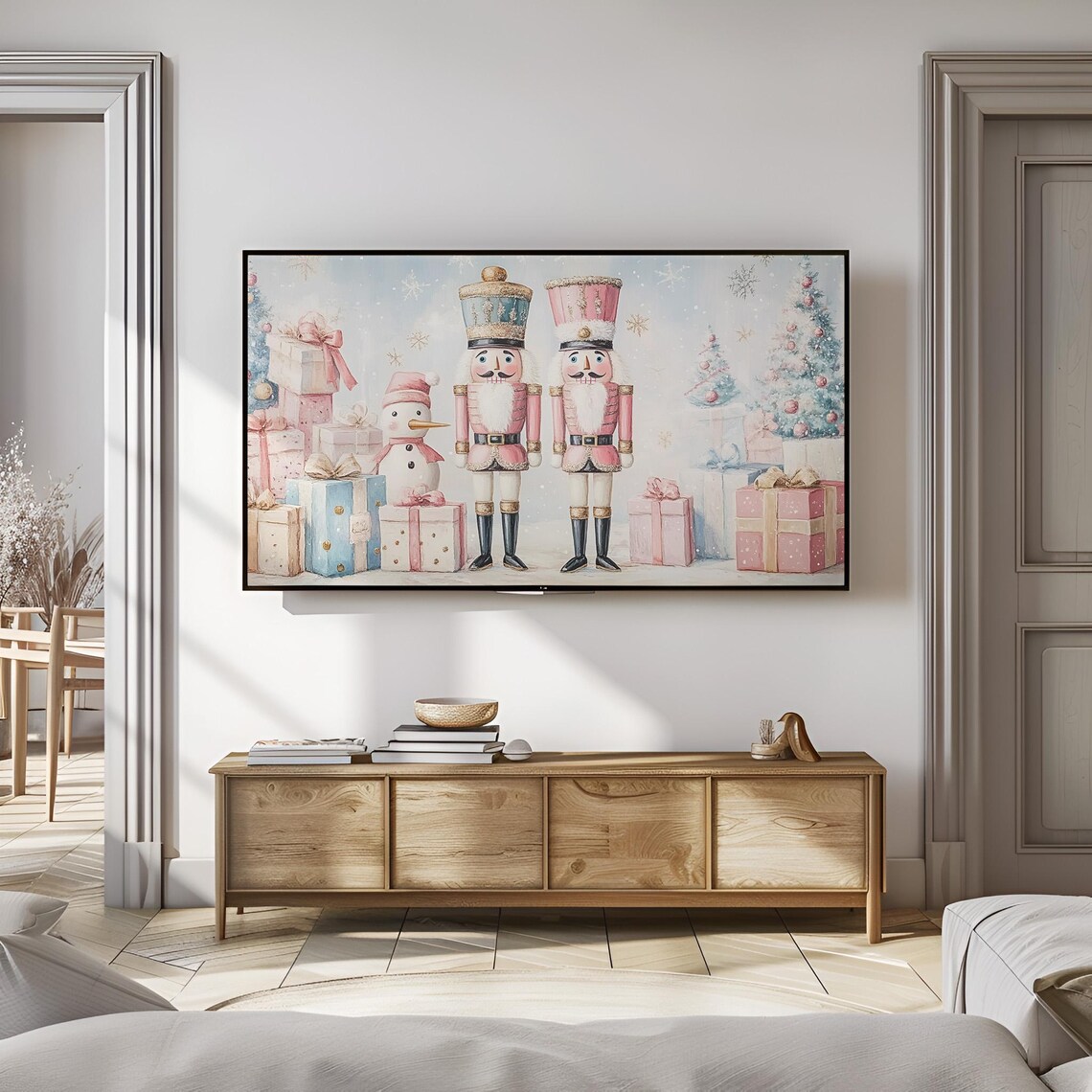 Nutcracker Christmas Art Print, Pastel Winter Decor - Image 3