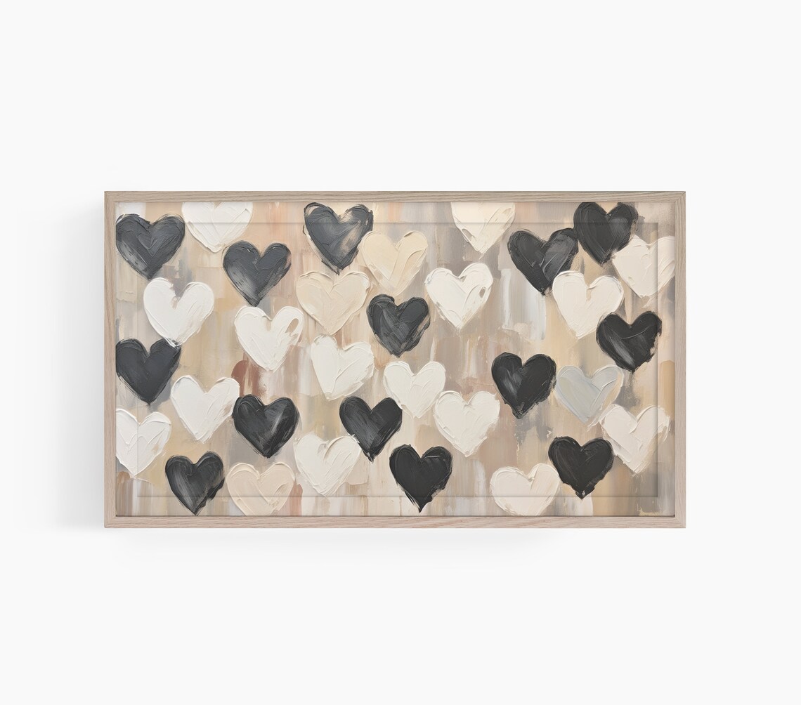 Black Tan Hearts Valentine's Day Art Print