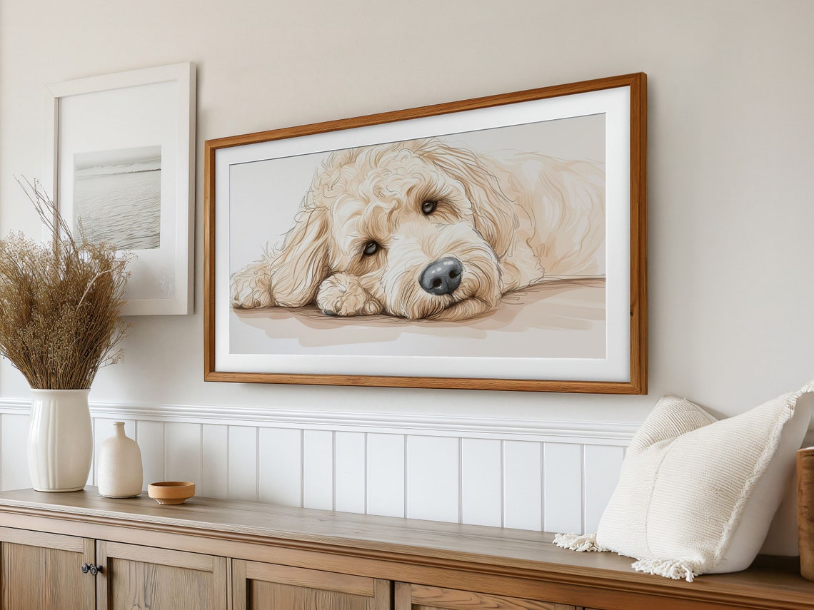 Golden Doodle Frame Tv Art Frame Tv Art Doodle Frame Tv Doodle Dog Tv Art Dog Lover Tv Art Dog Mom Tv Art Dog Dad Tv Art T486 - Image 3
