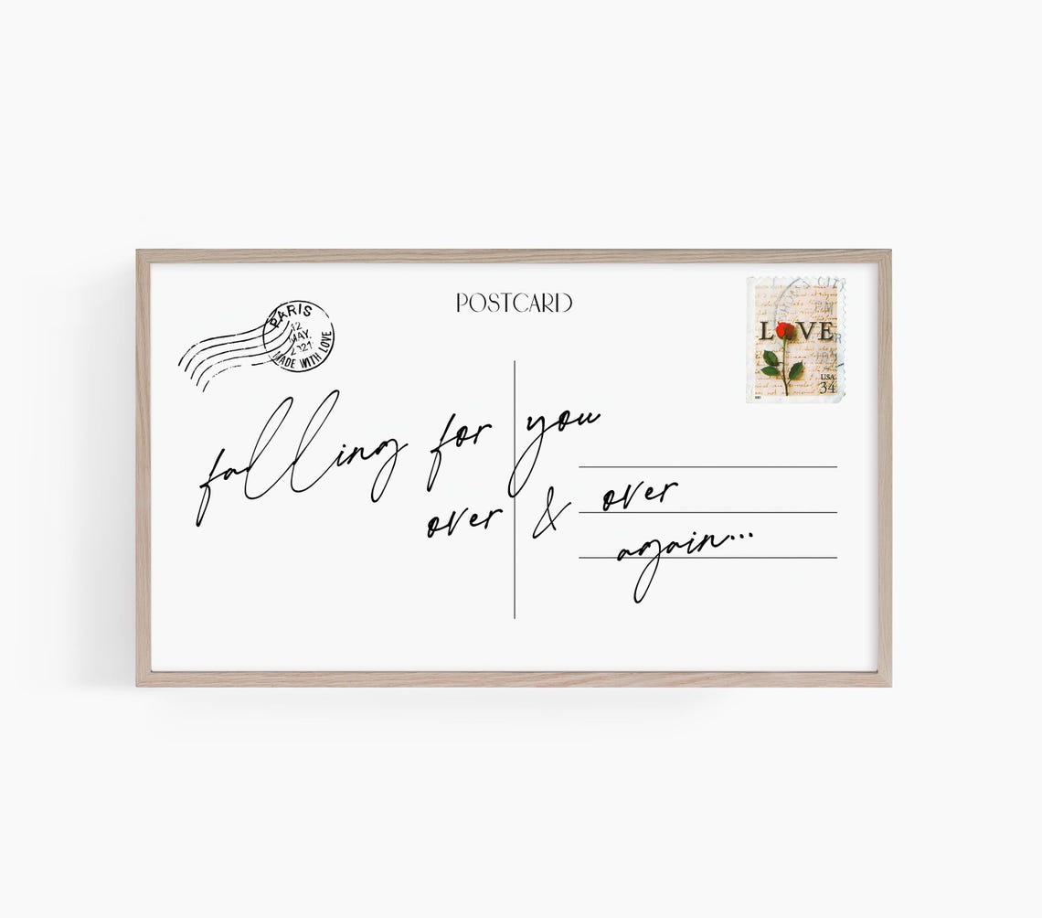 Falling For You Love Note Paris Postcard Vintage Script Poster