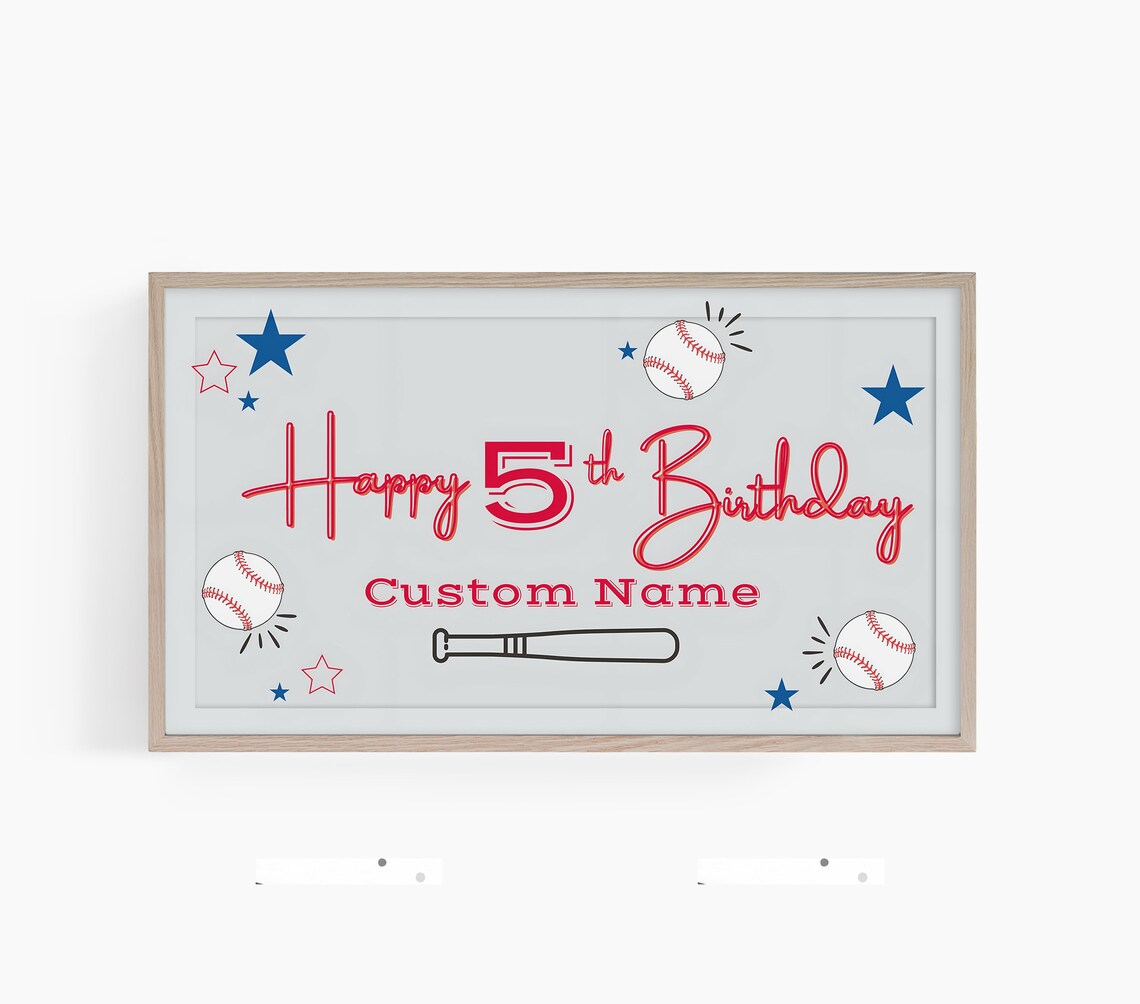 Happy Birthday Baseball Art Print, Custom Frame TV