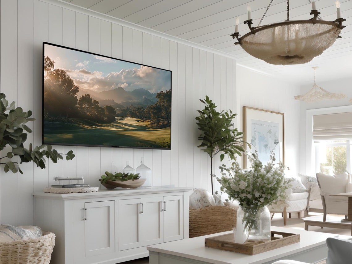 Scenic Sunrise Golf Course Fairway Pines Mountain View Poster - Image 3