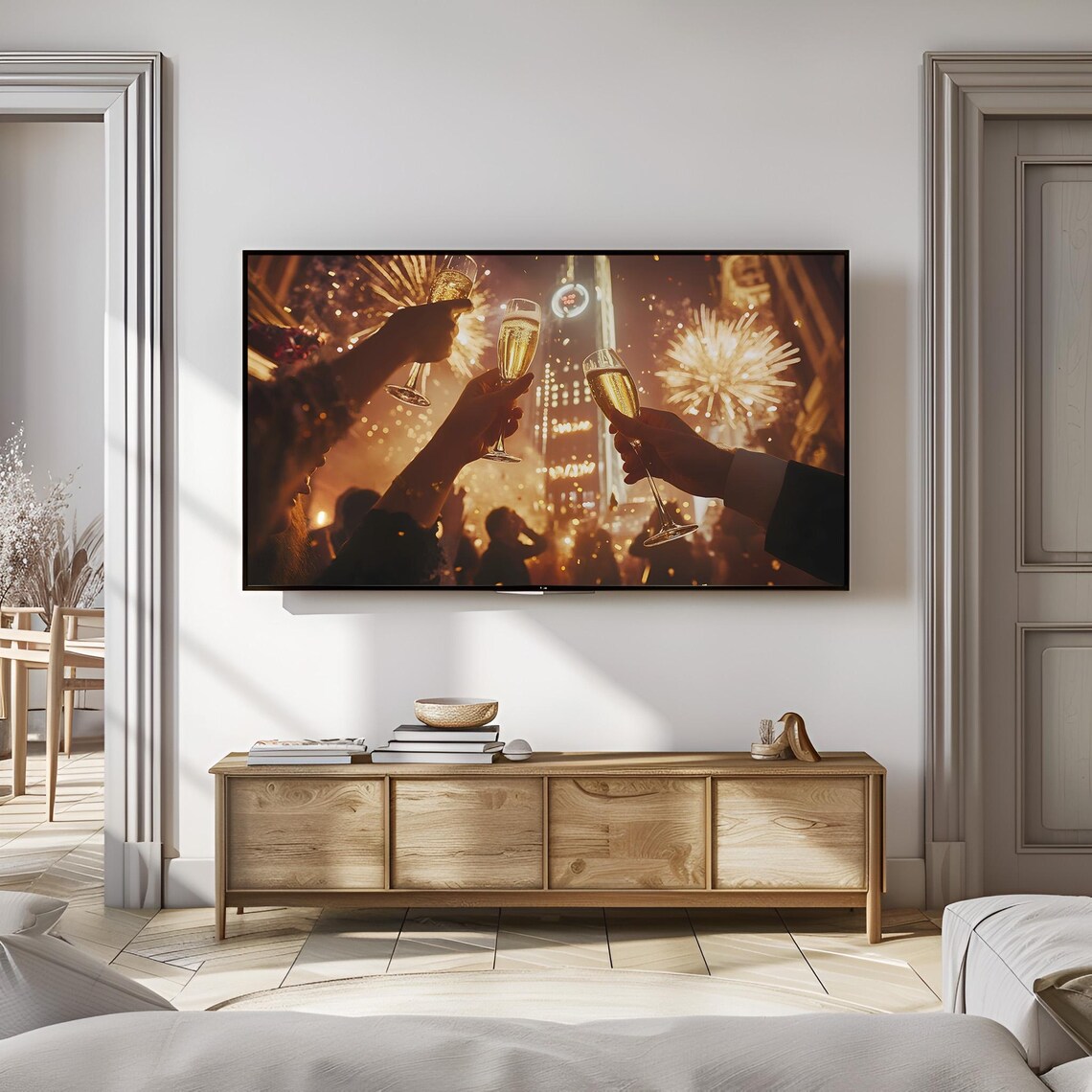 Champagne Toast New Years Eve Fireworks Night Celebration Poster - Image 3