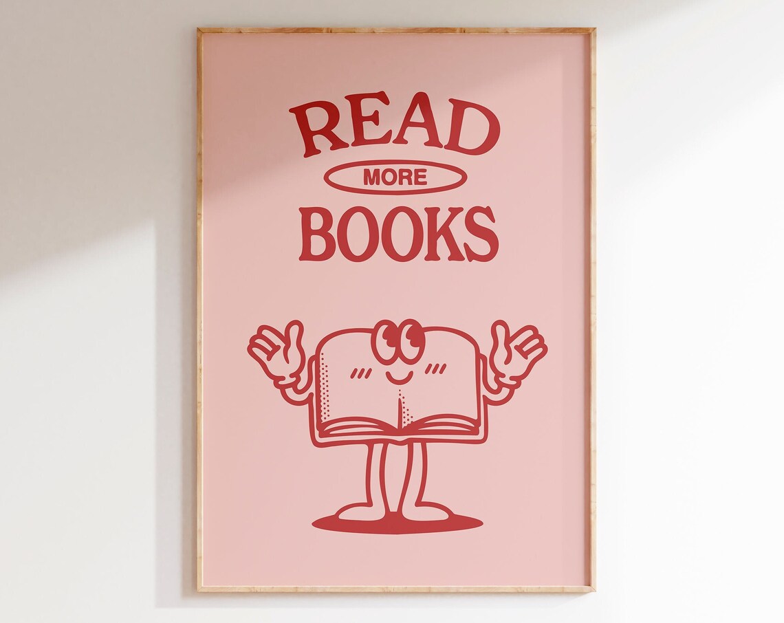 Reading Poster, Retro Book Lover Classroom Print