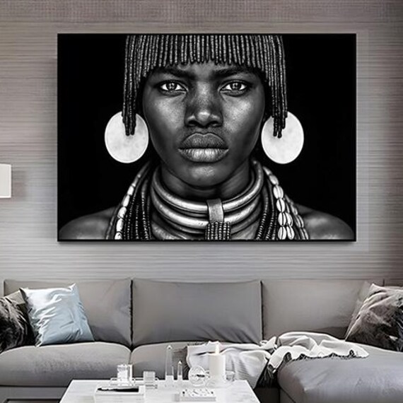 Black And White Afro Tribal Art Print