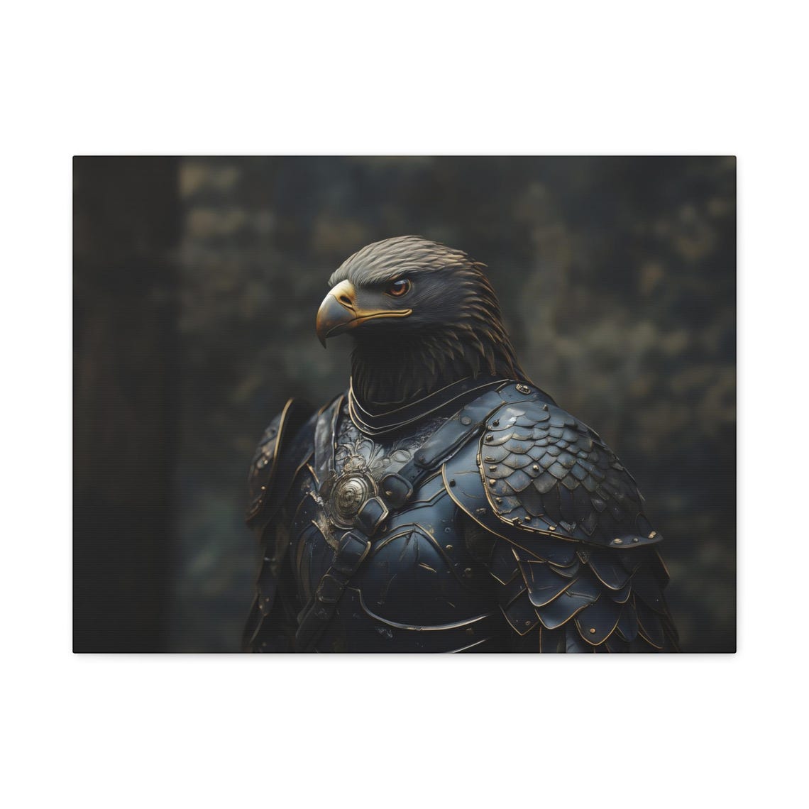 Maximalist Eclectic Medieval Golden Eagle Knight Print Bold Altered Animal Portrait Fantasy Fun Colorful Renaissance Rustic Art - Image 3